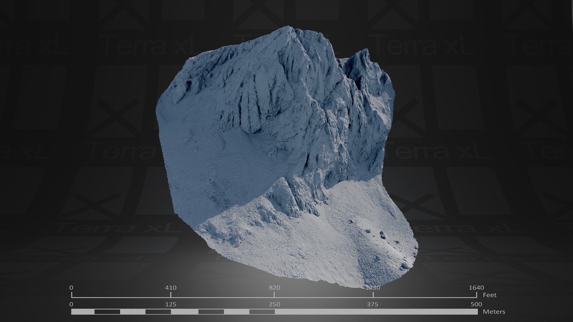 Bluffs 2 L 3D render of photogrammetry scan mountain terrain model