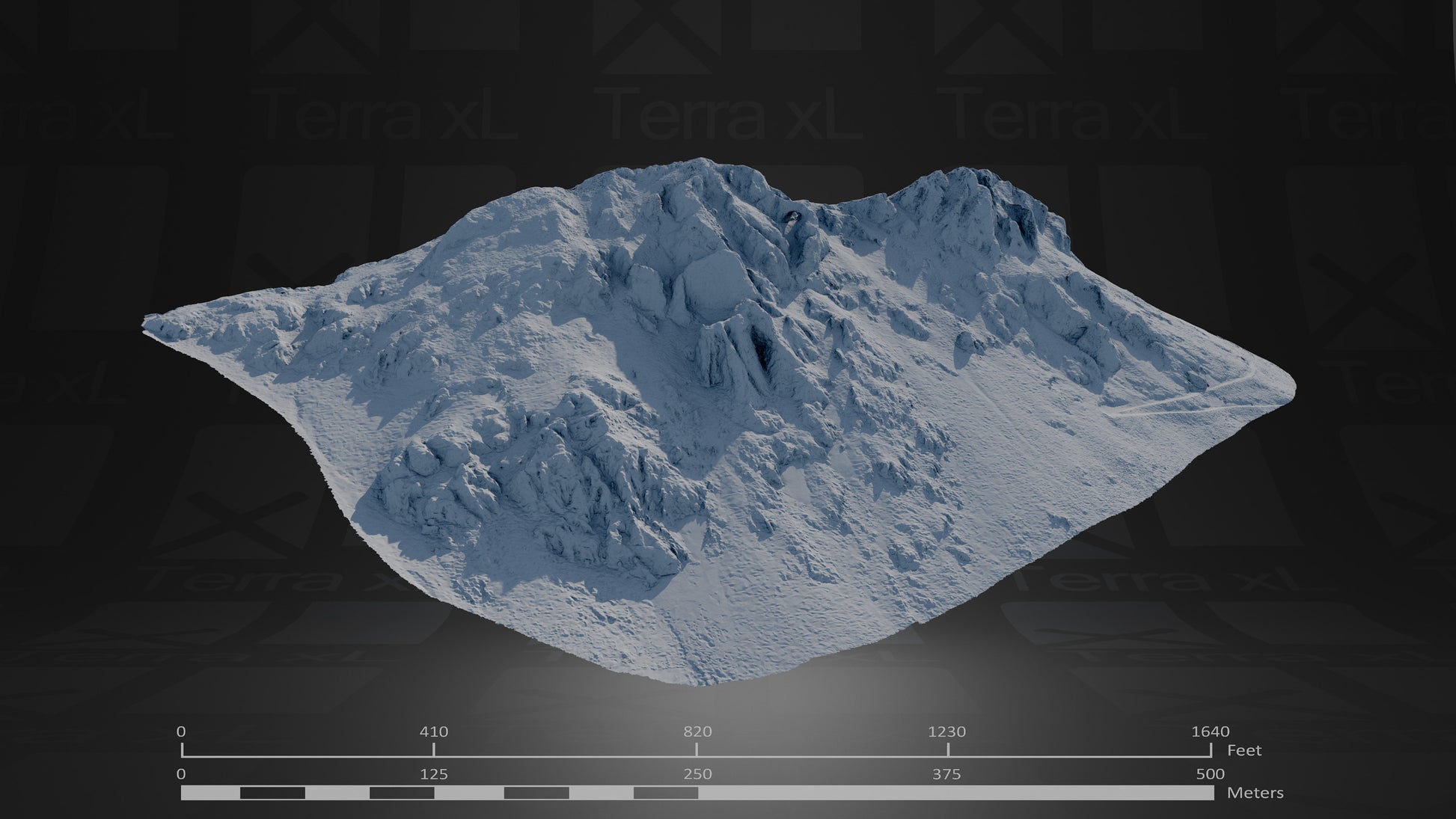 Bluffs 4 L 3D render of photogrammetry scan mountain terrain model
