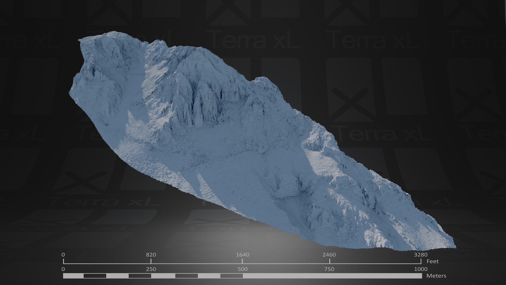 Ridgeline 2 XL 3D render of photogrammetry scan mountain terrain model