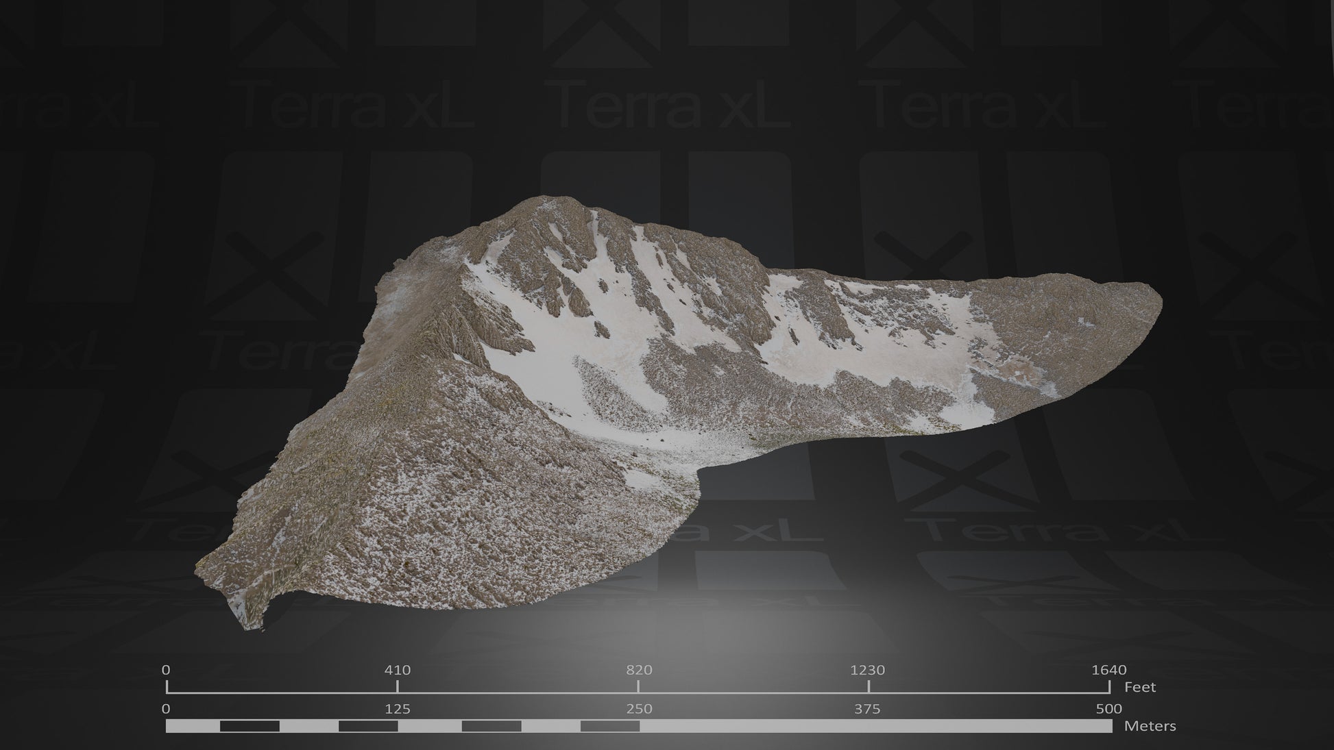 Half Ridgeline 1 L 3D render of photogrammetry scan mountain terrain model