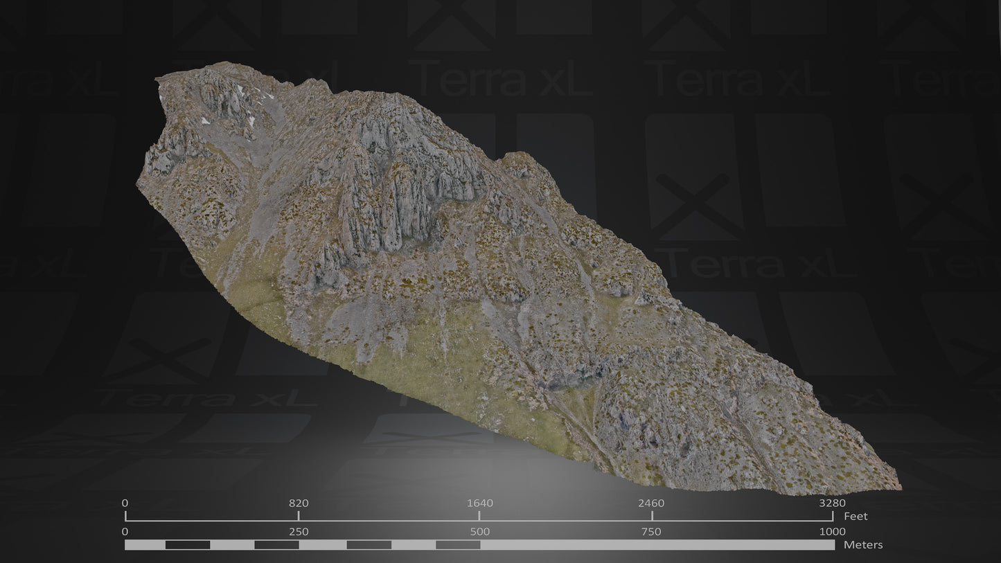 Ridgeline 2 XL 3D render of photogrammetry scan mountain terrain model