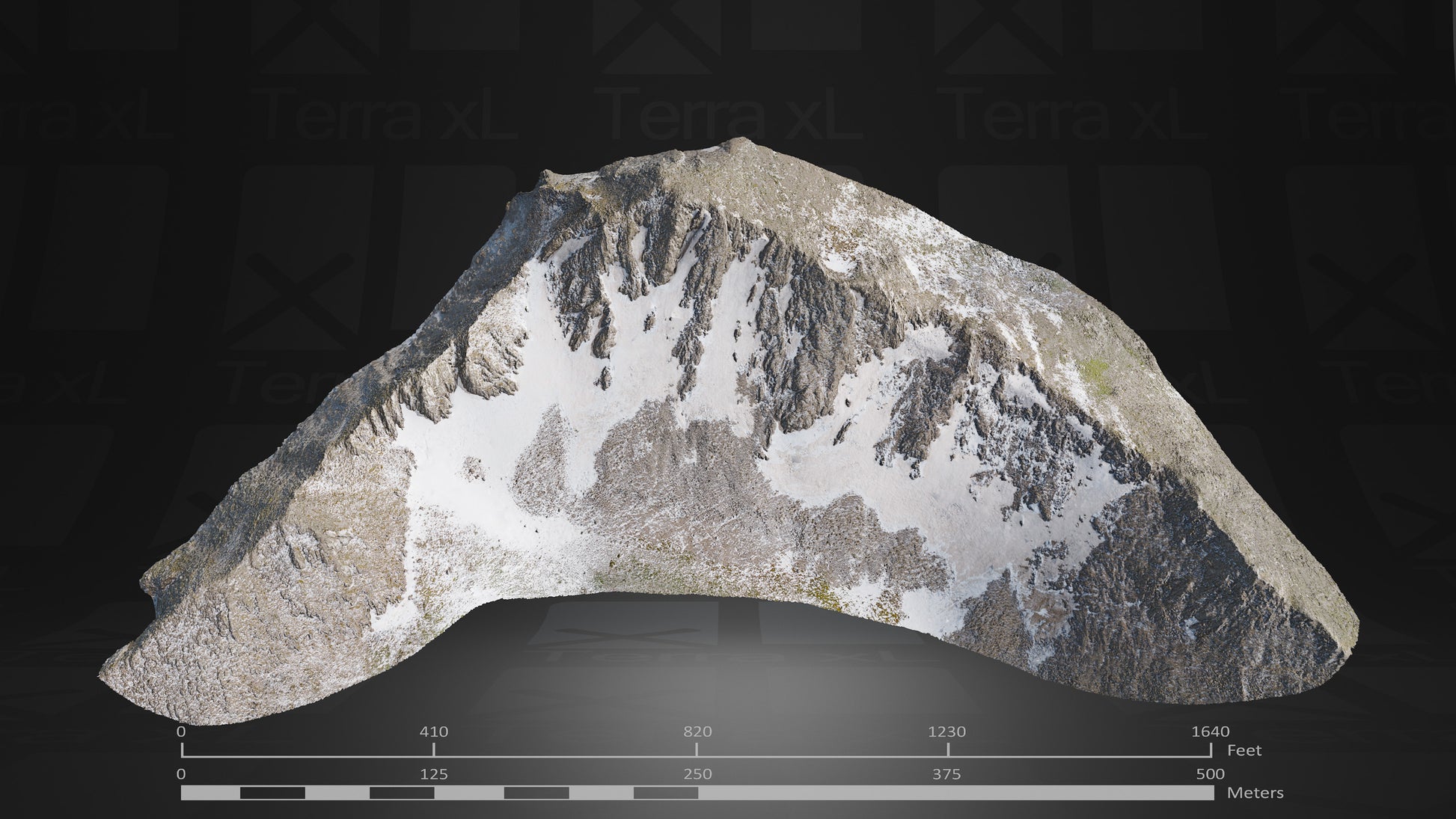 Half Ridgeline 1 L 3D render of photogrammetry scan mountain terrain model