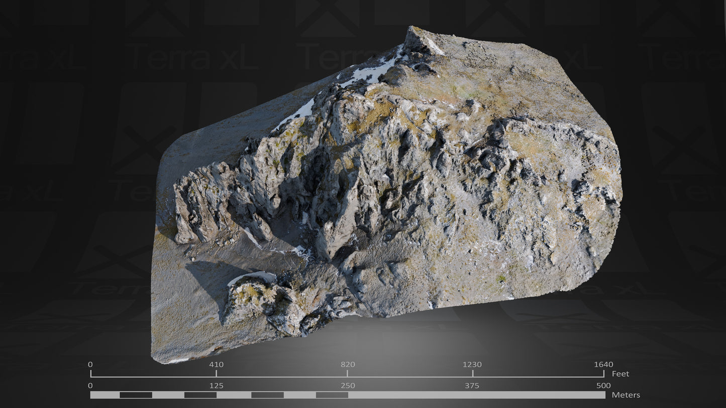 Bluffs 3 L 3D render of photogrammetry scan mountain terrain model