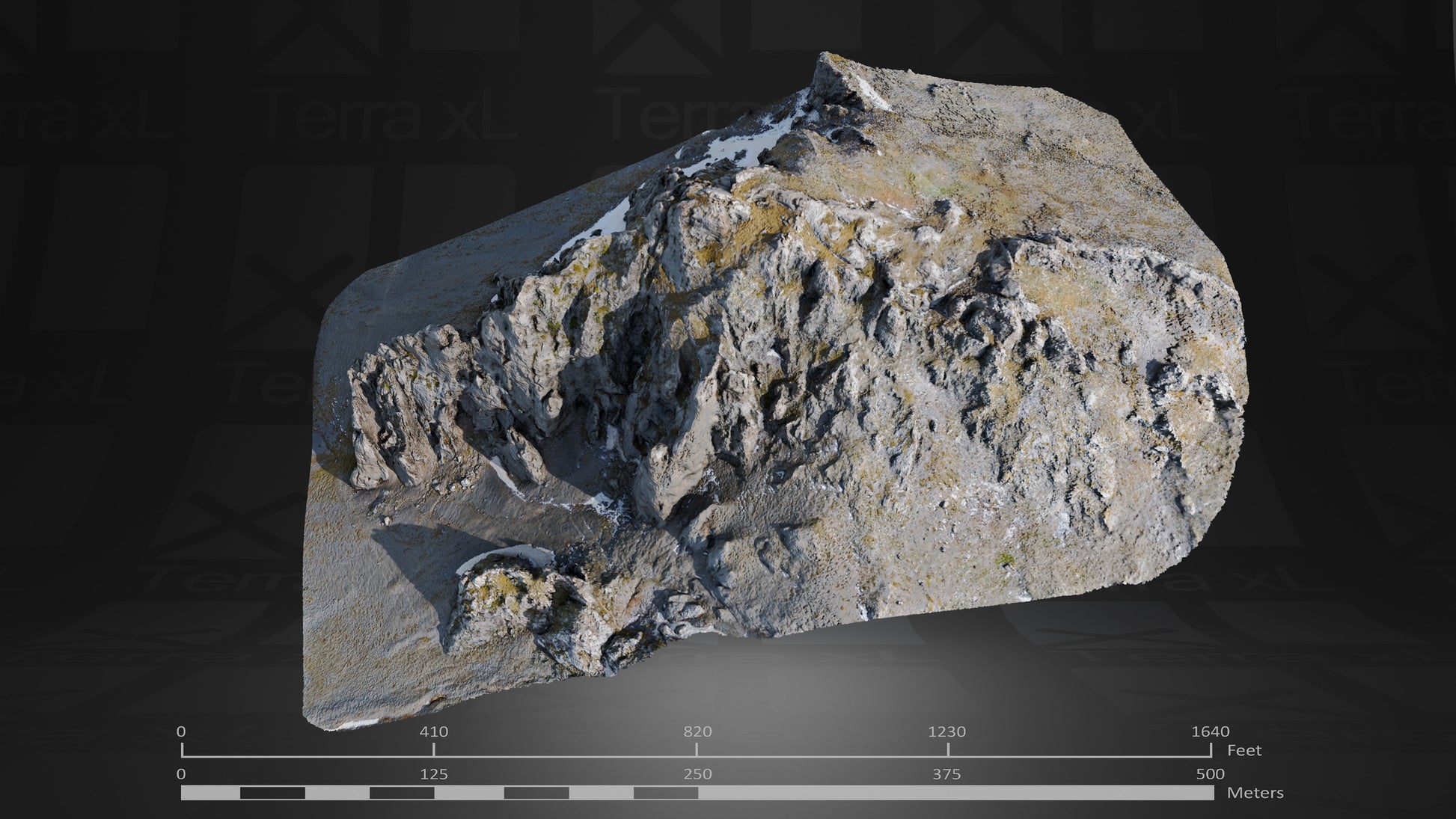 Bluffs 3 L 3D render of photogrammetry scan mountain terrain model