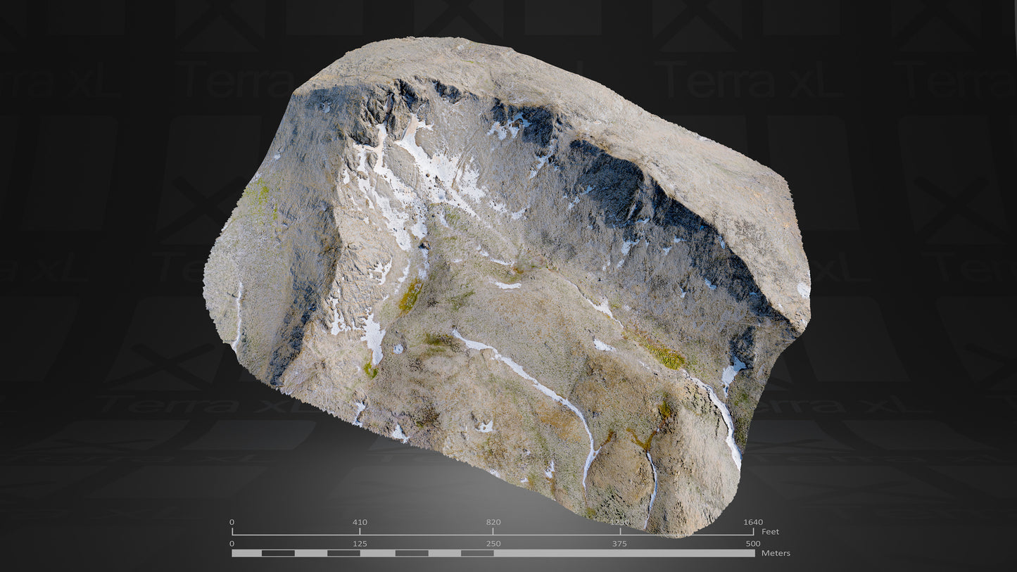 Basin 1 XL 3D render of photogrammetry scan mountain terrain model