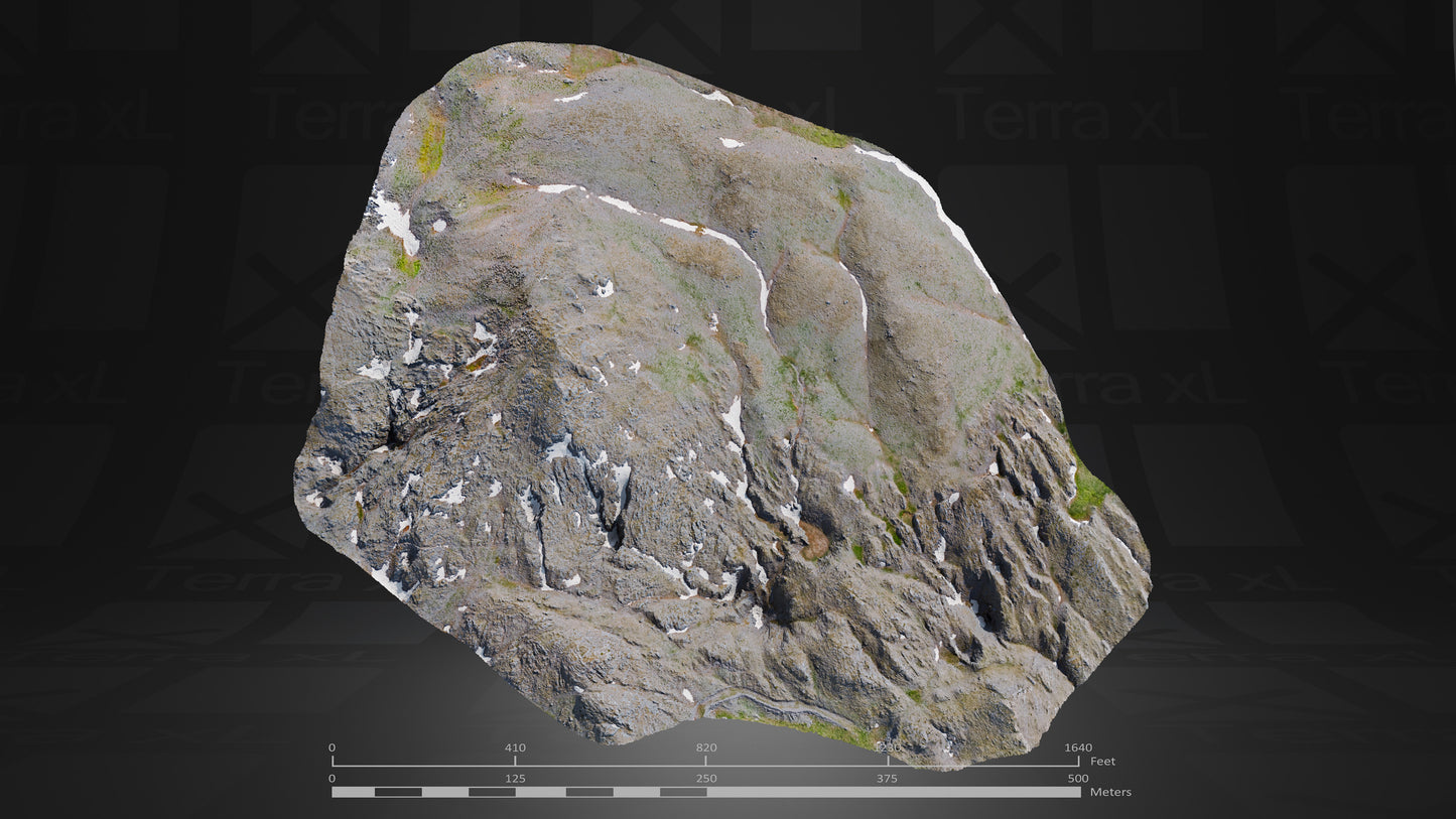 Basin 2 XL 3D render of photogrammetry scan mountain terrain model