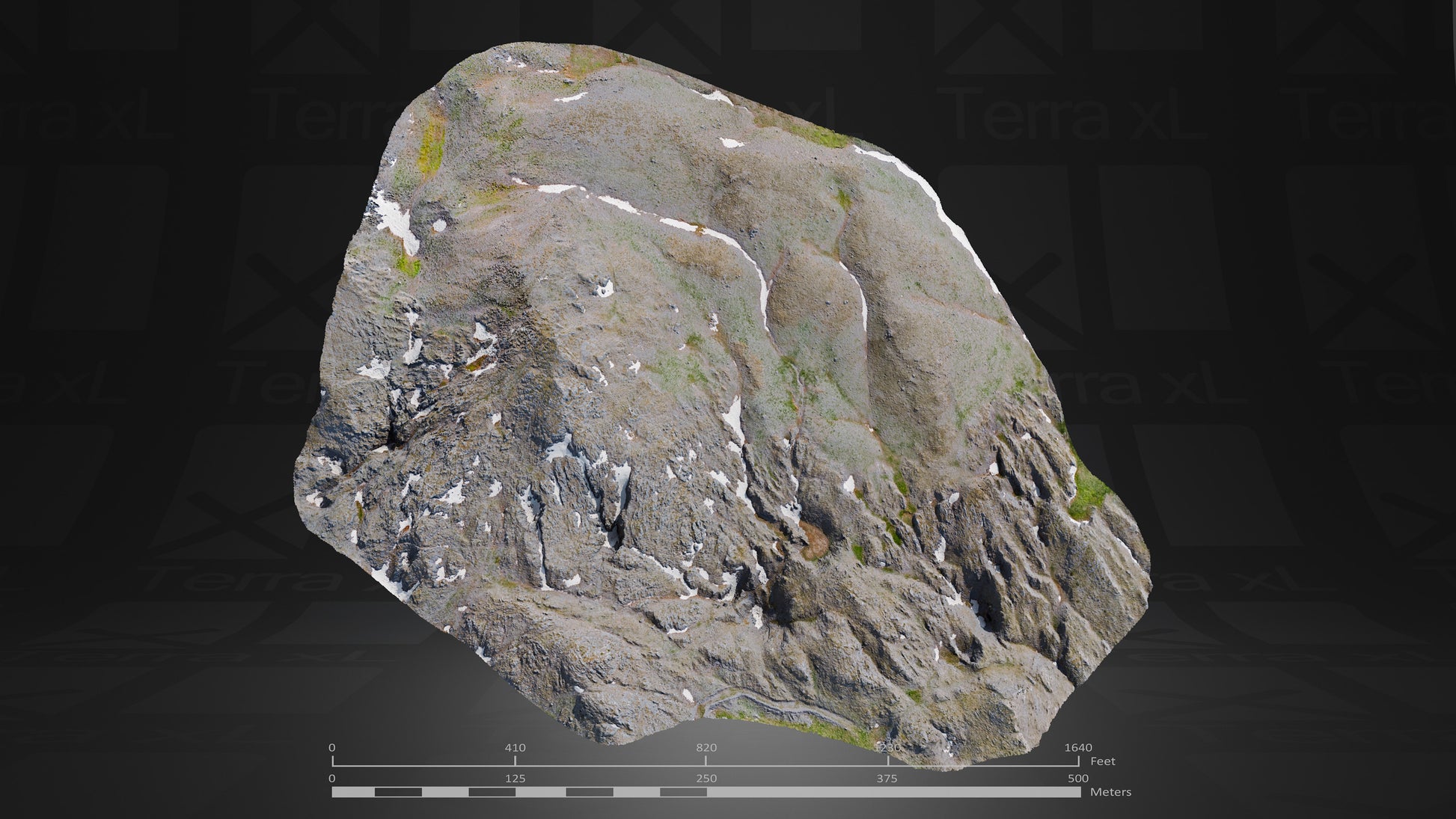 Basin 2 XL 3D render of photogrammetry scan mountain terrain model