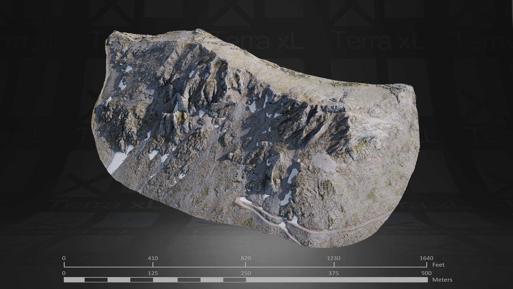 Bluffs 4 L 3D render of photogrammetry scan mountain terrain model