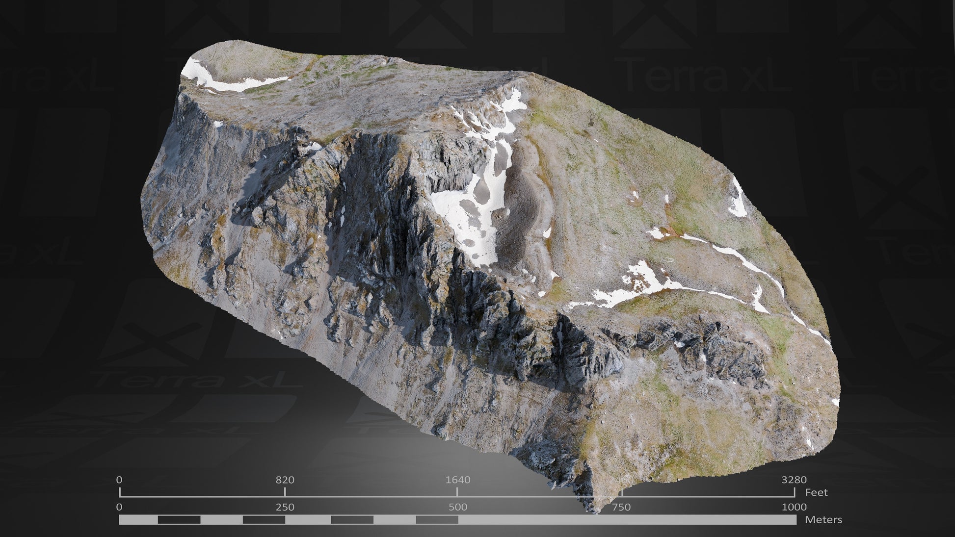 Full Mountain 1 XXL 3D render of photogrammetry scan mountain terrain model