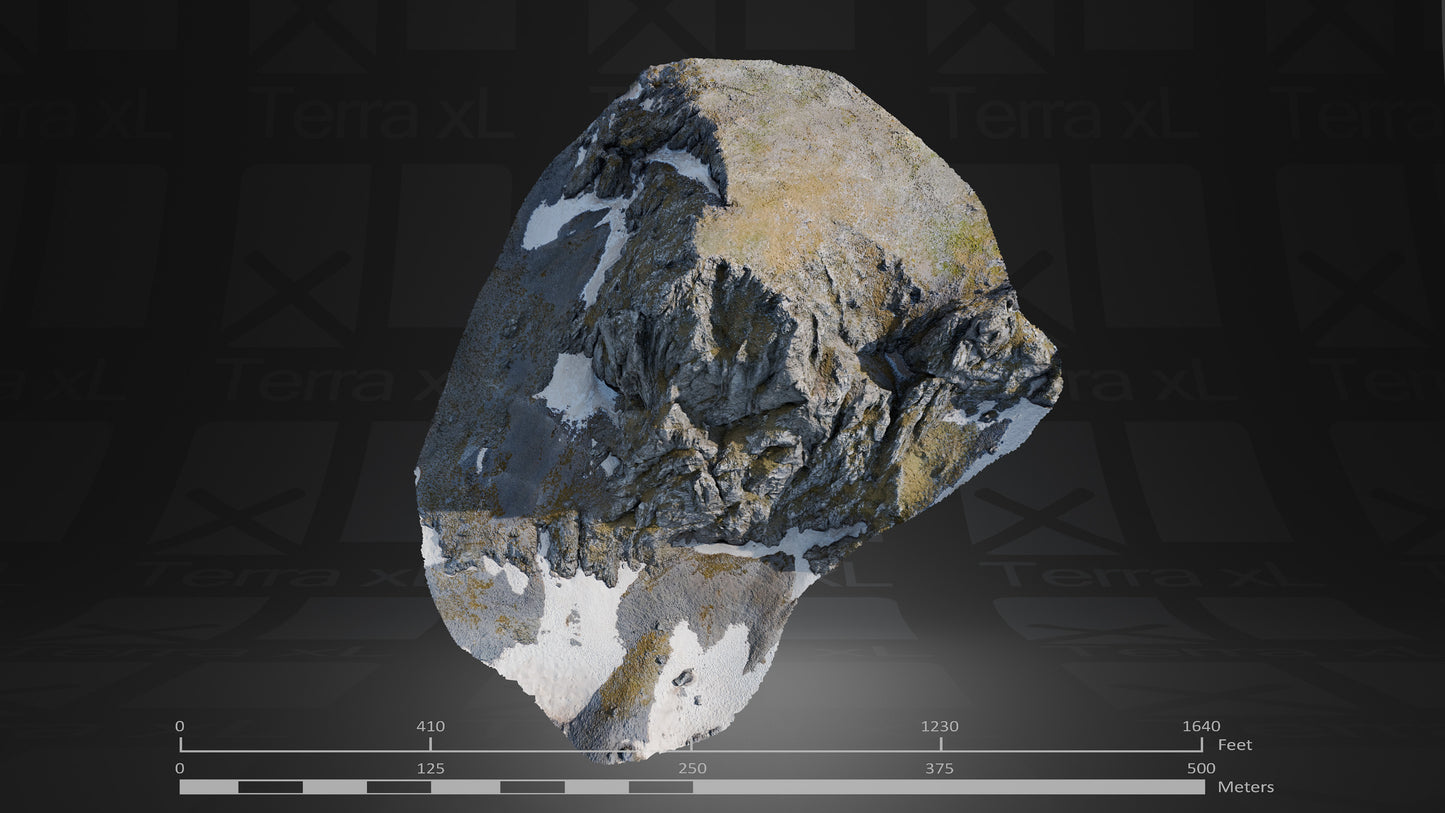 Bluffs 2 L 3D render of photogrammetry scan mountain terrain model