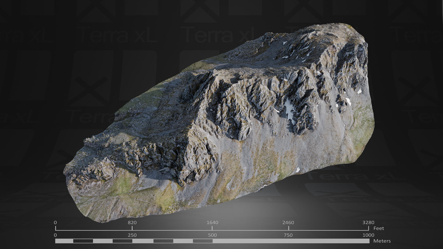 Ridgeline 2 XL 3D render of photogrammetry scan mountain terrain model