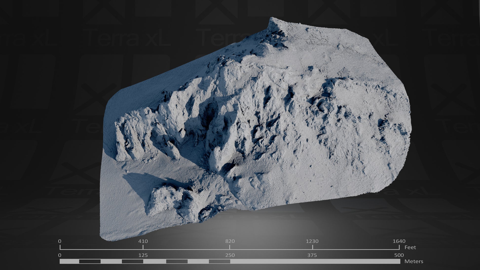 Bluffs 3 L 3D render of photogrammetry scan mountain terrain model