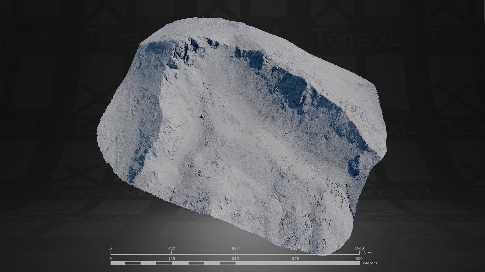 Basin 1 XL 3D render of photogrammetry scan mountain terrain model