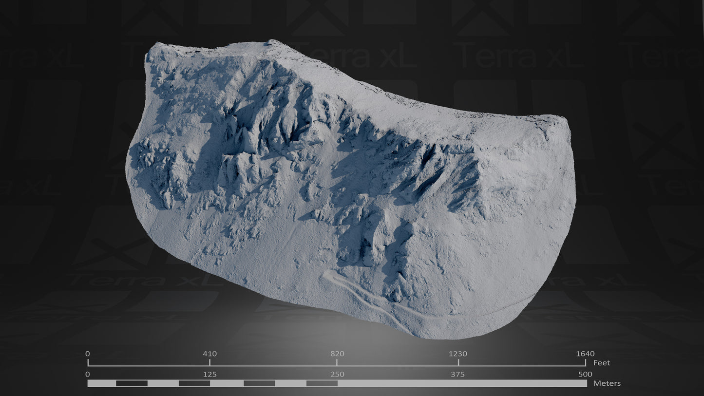 Bluffs 4 L 3D render of photogrammetry scan mountain terrain model