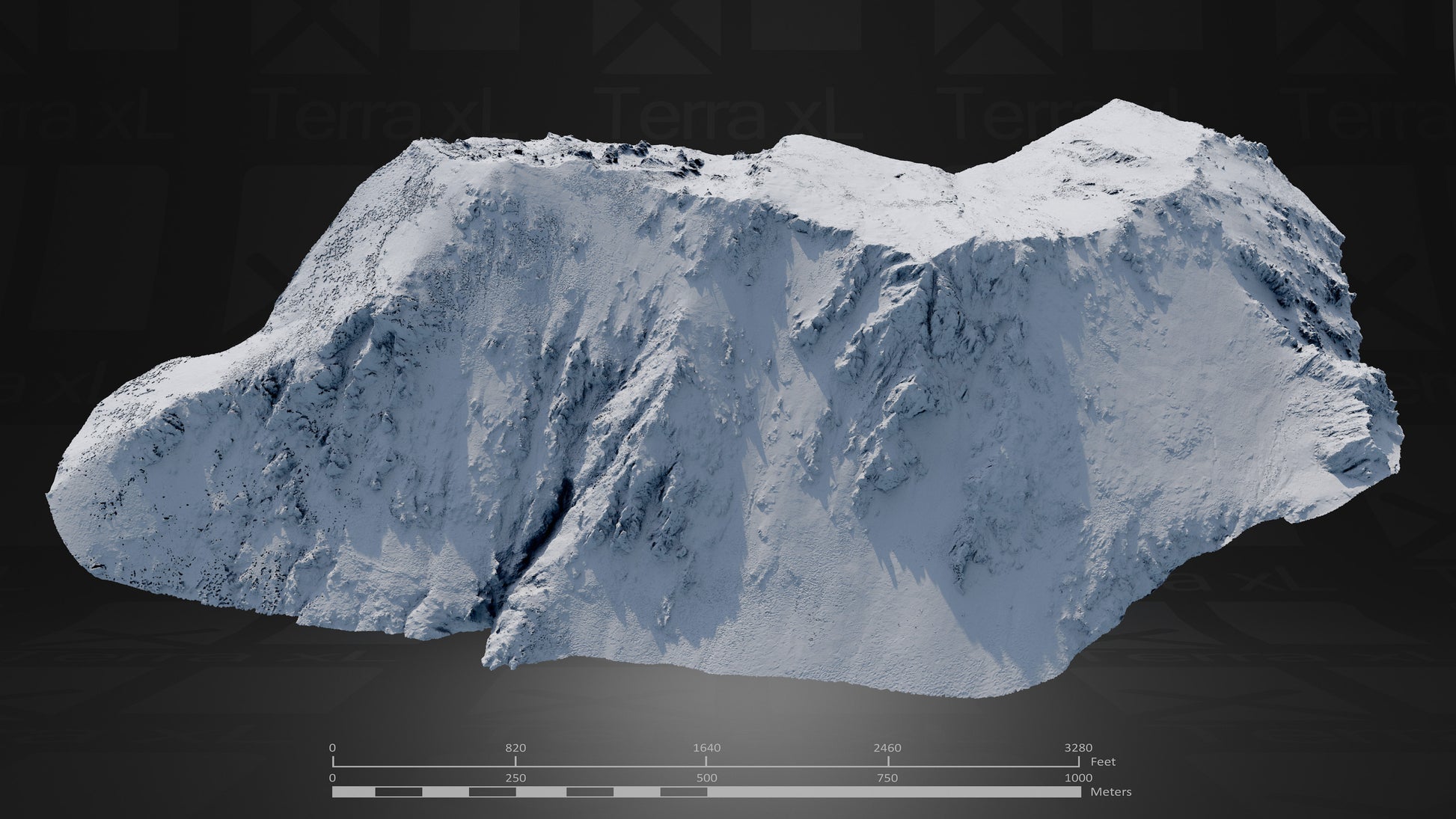 Ridgeline 1 XXL 3D render of photogrammetry scan mountain terrain model