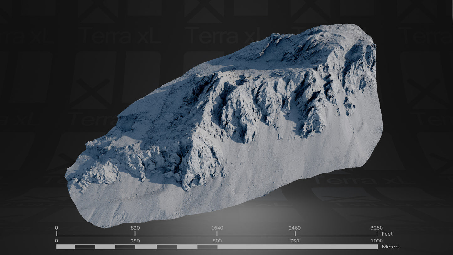 Ridgeline 2 XL 3D render of photogrammetry scan mountain terrain model