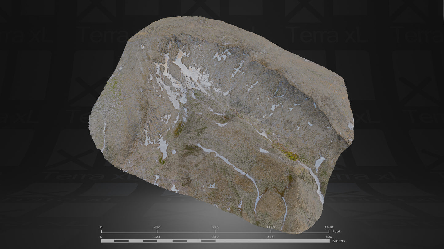 Basin 1 XL 3D render of photogrammetry scan mountain terrain model