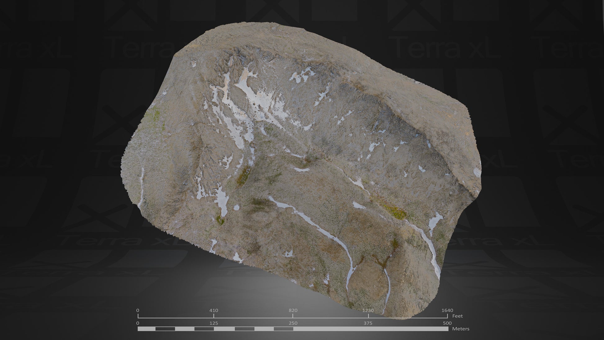 Basin 1 XL 3D render of photogrammetry scan mountain terrain model