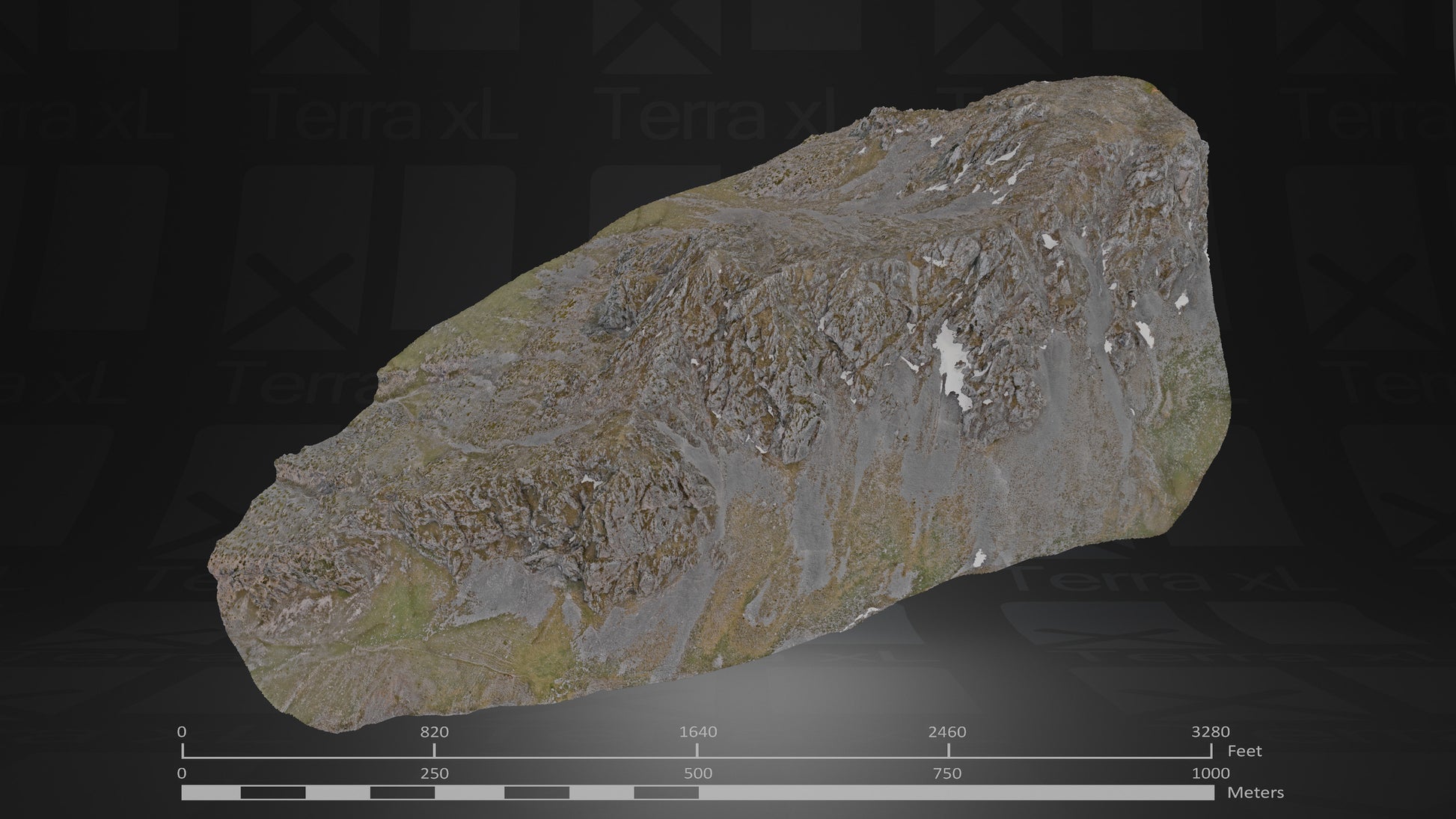 Ridgeline 2 XL 3D render of photogrammetry scan mountain terrain model