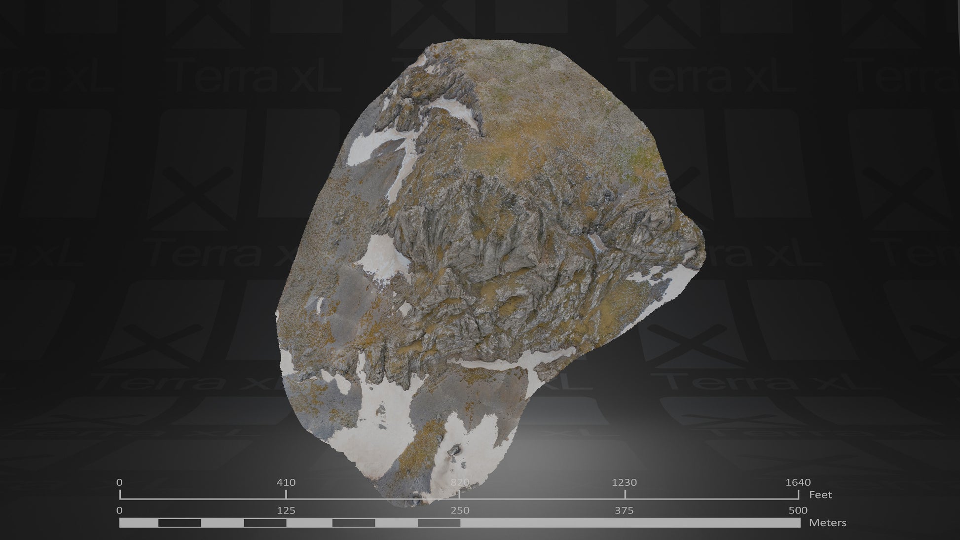 Bluffs 2 L 3D render of photogrammetry scan mountain terrain model