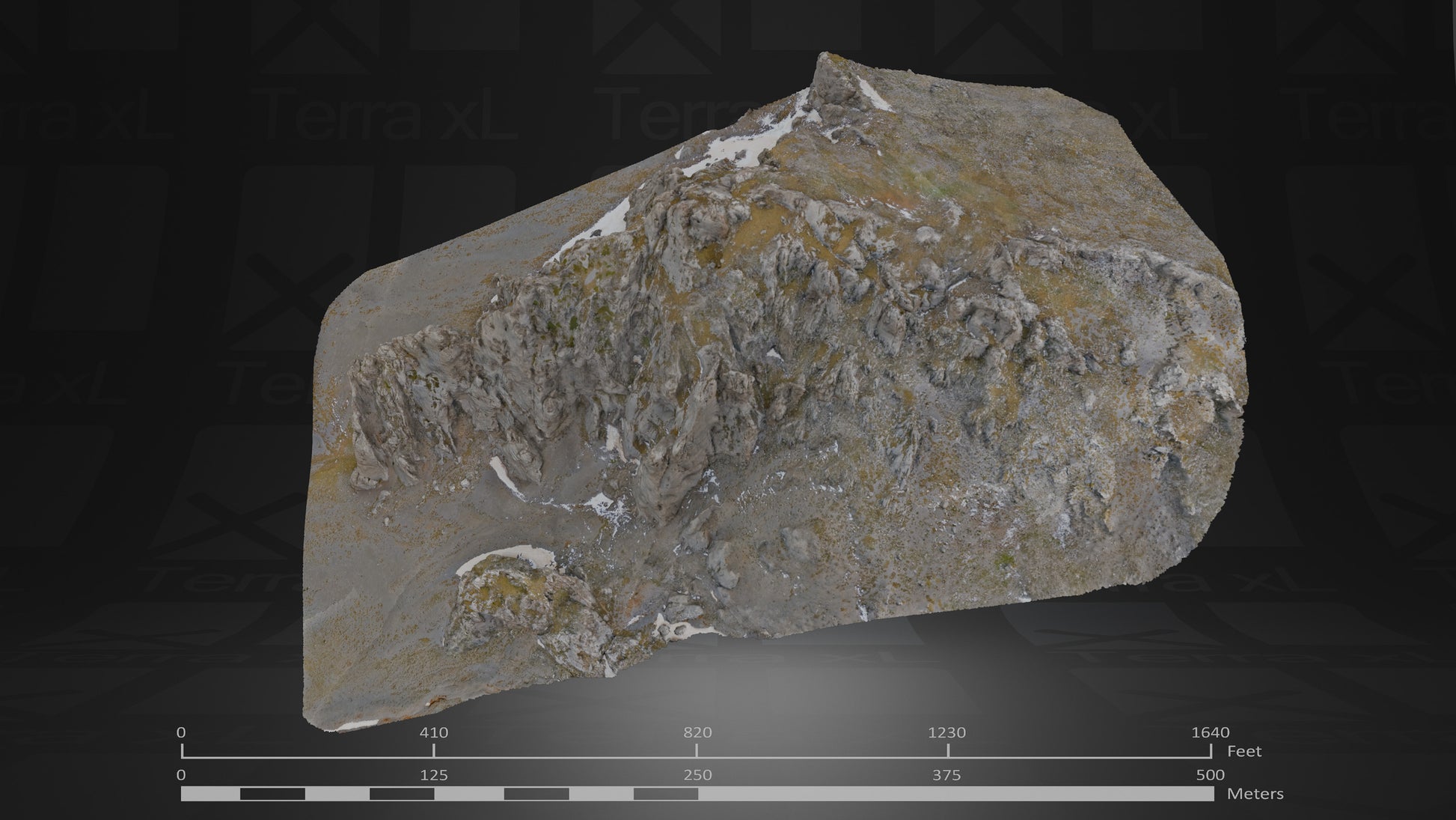 Bluffs 3 L 3D render of photogrammetry scan mountain terrain model