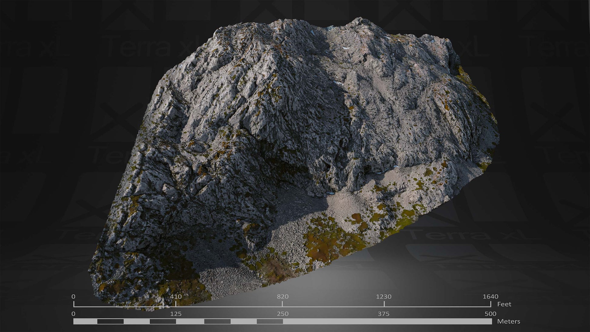 Outcrop 3 L 3D render of photogrammetry scan mountain terrain model