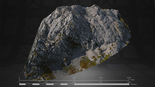 Outcrop 3 L 3D render of photogrammetry scan mountain terrain model