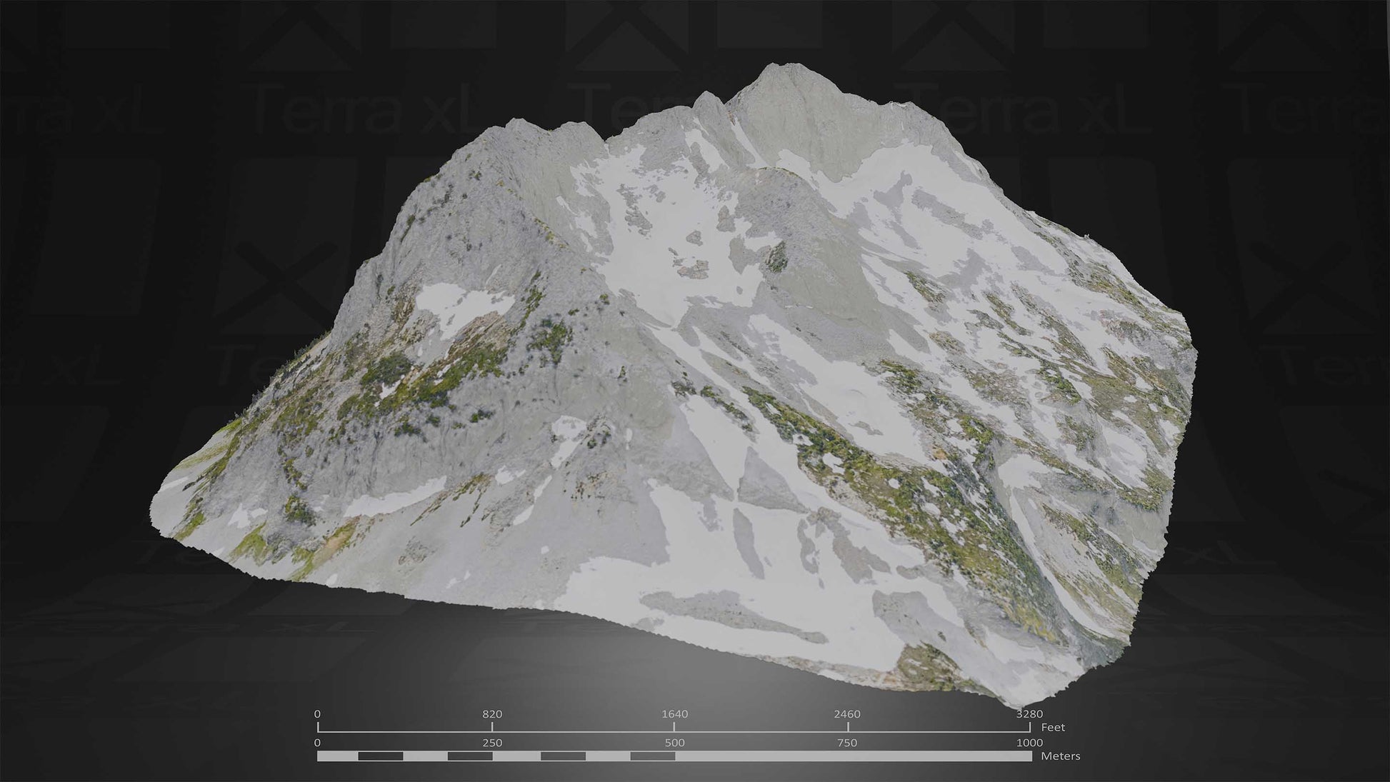 Mountain 2 XXL 3D render of photogrammetry scan mountain terrain model