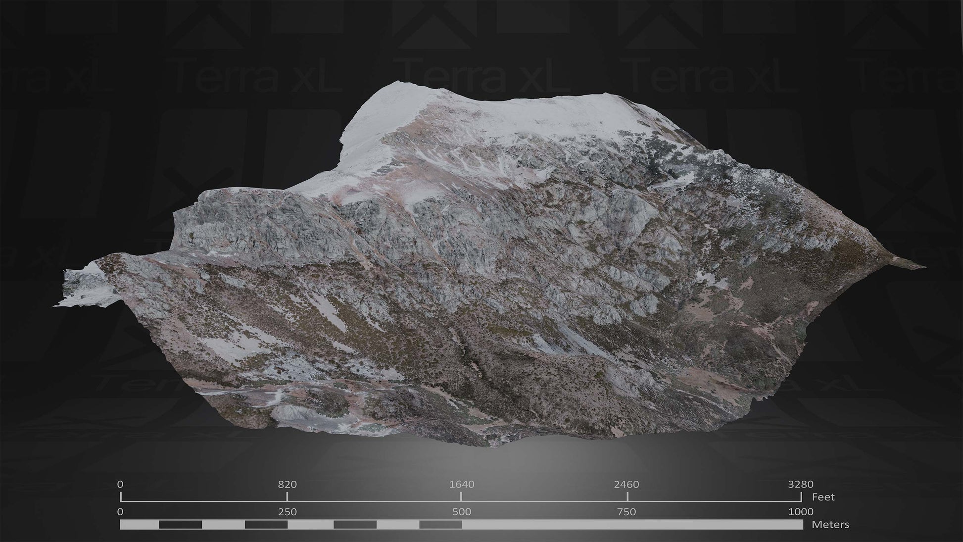 Ridgeline 4 XXL 3D render of photogrammetry scan mountain terrain model