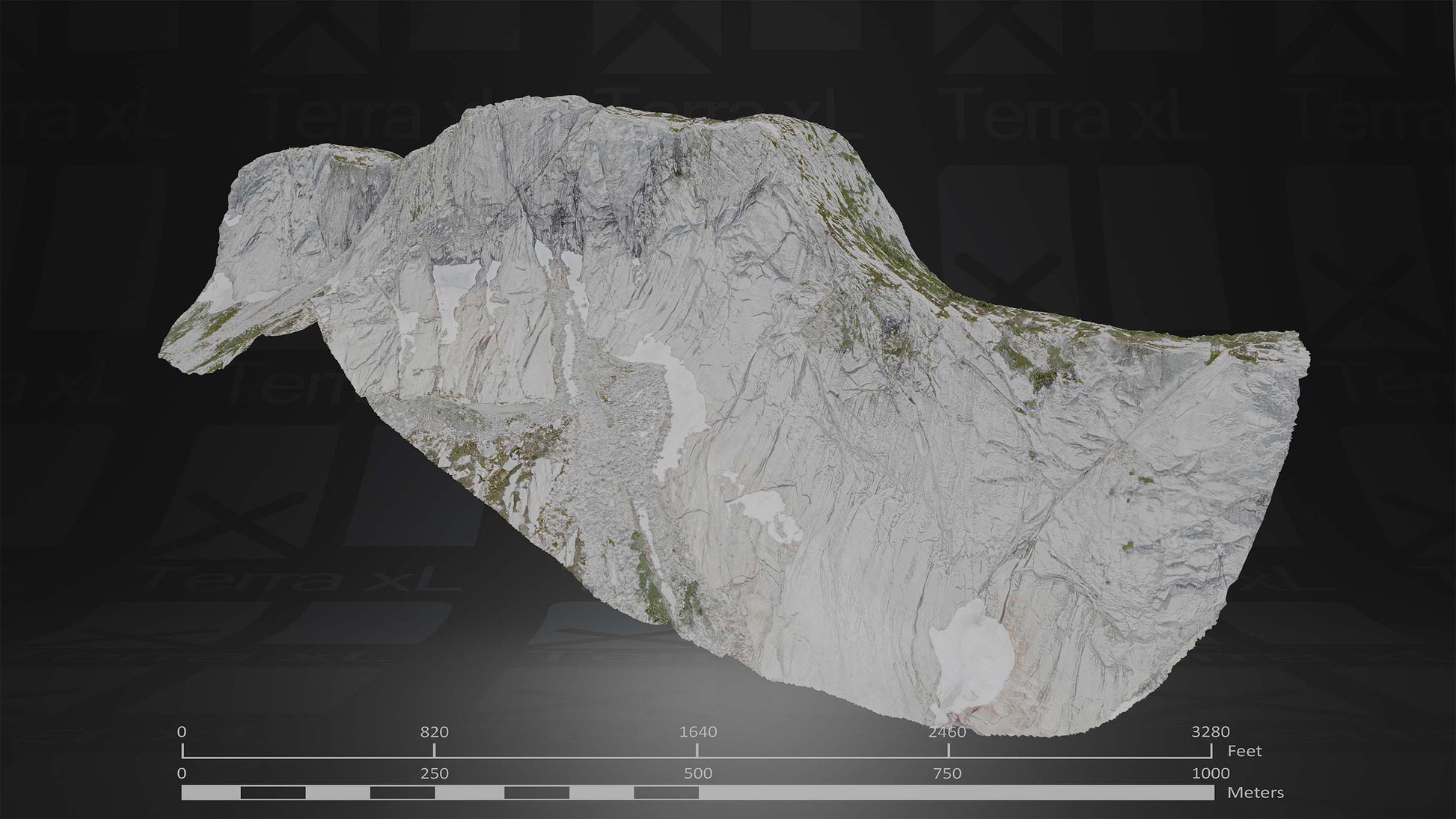 Ridgeline 2 XL 3D render of photogrammetry scan mountain terrain model