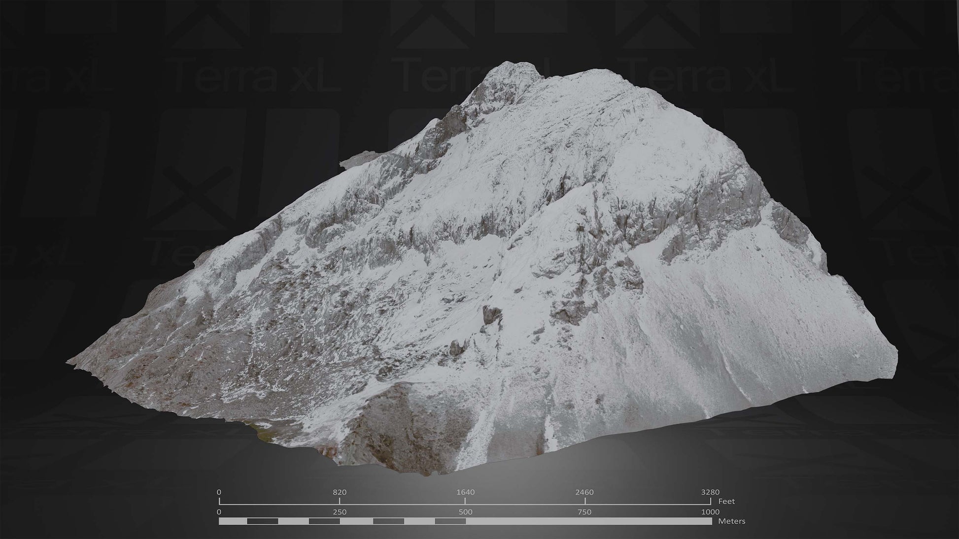Half Mountain 3 XXL 3D render of photogrammetry scan mountain terrain model