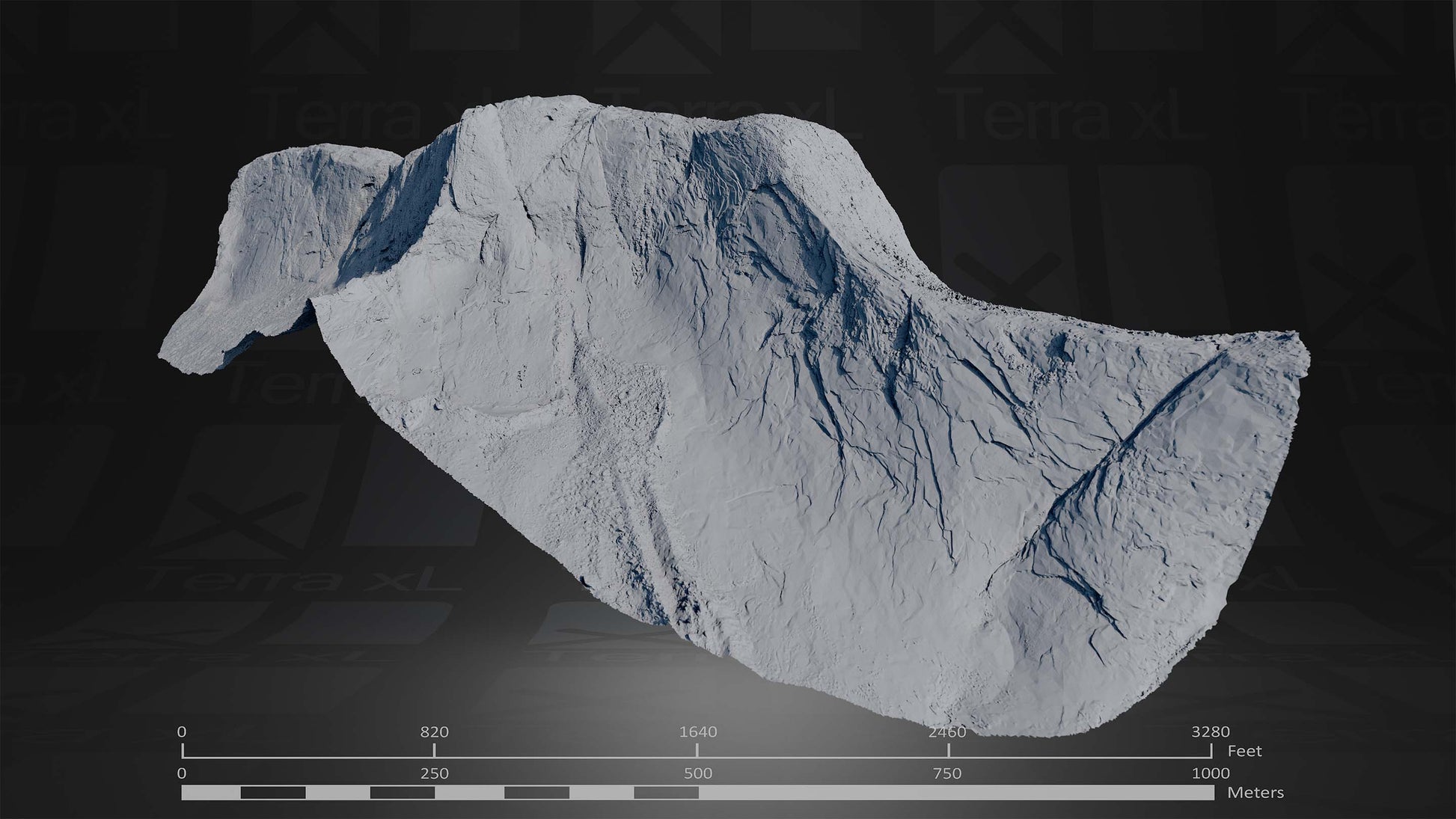Ridgeline 2 XL 3D render of photogrammetry scan mountain terrain model