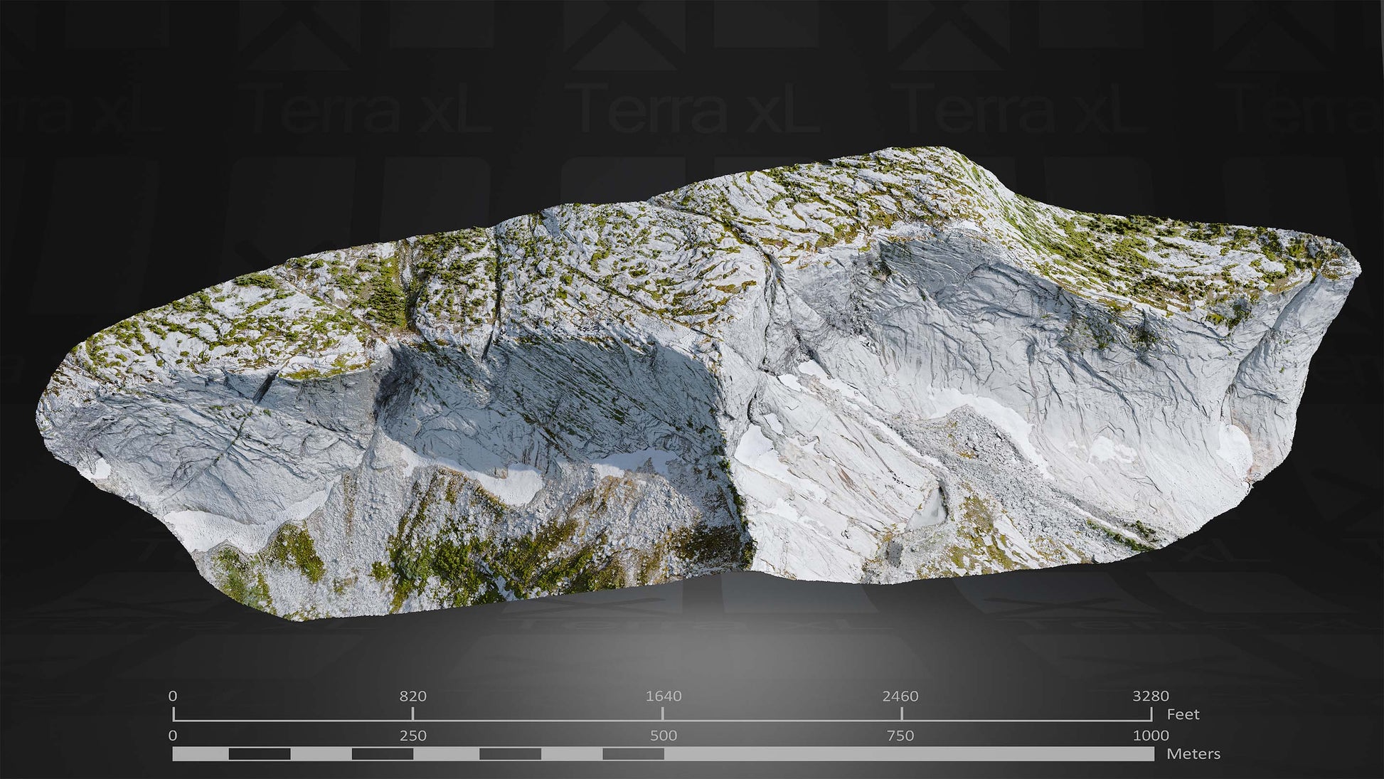 Ridgeline 2 XL 3D render of photogrammetry scan mountain terrain model