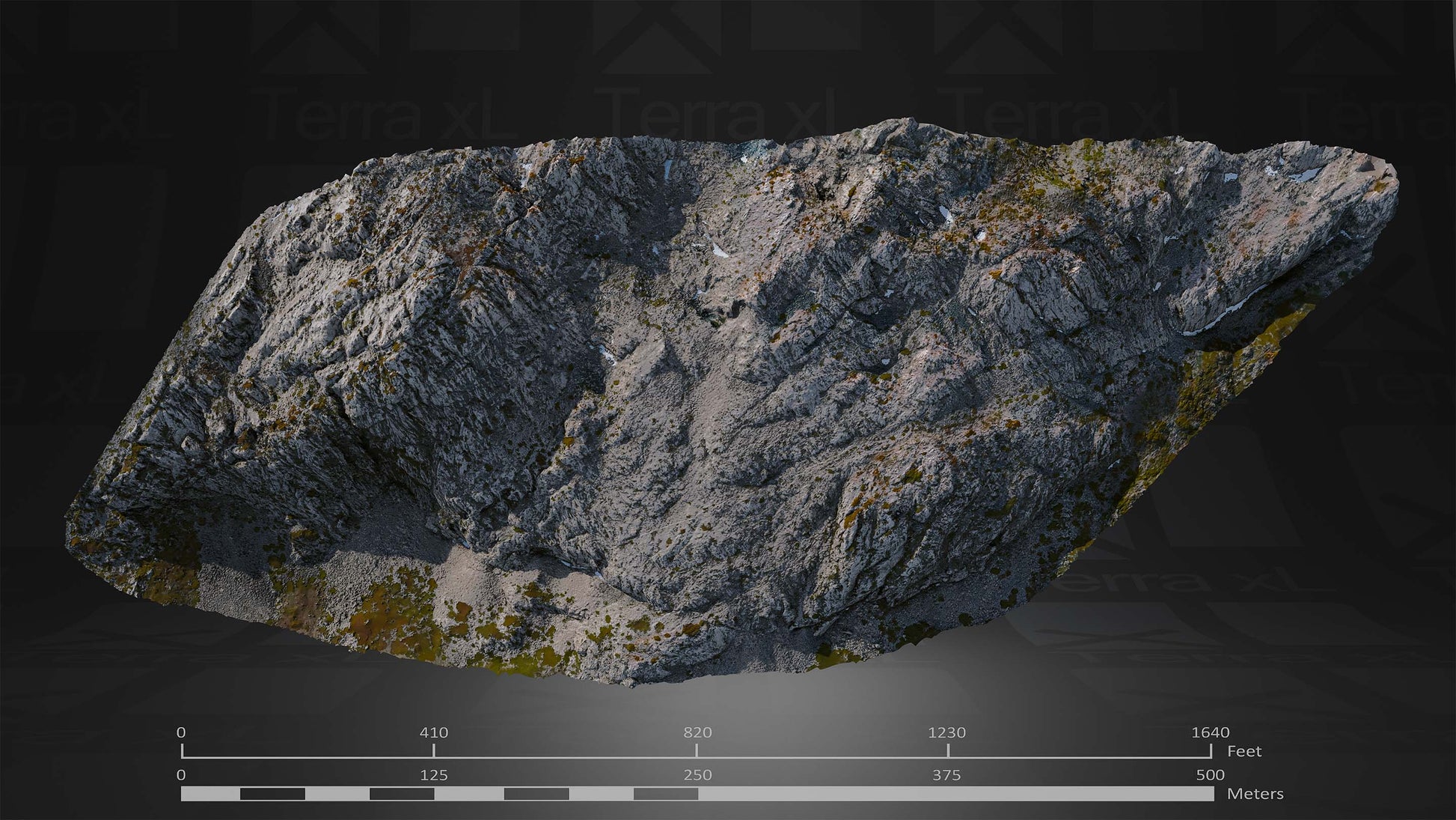 Outcrop 3 L 3D render of photogrammetry scan mountain terrain model