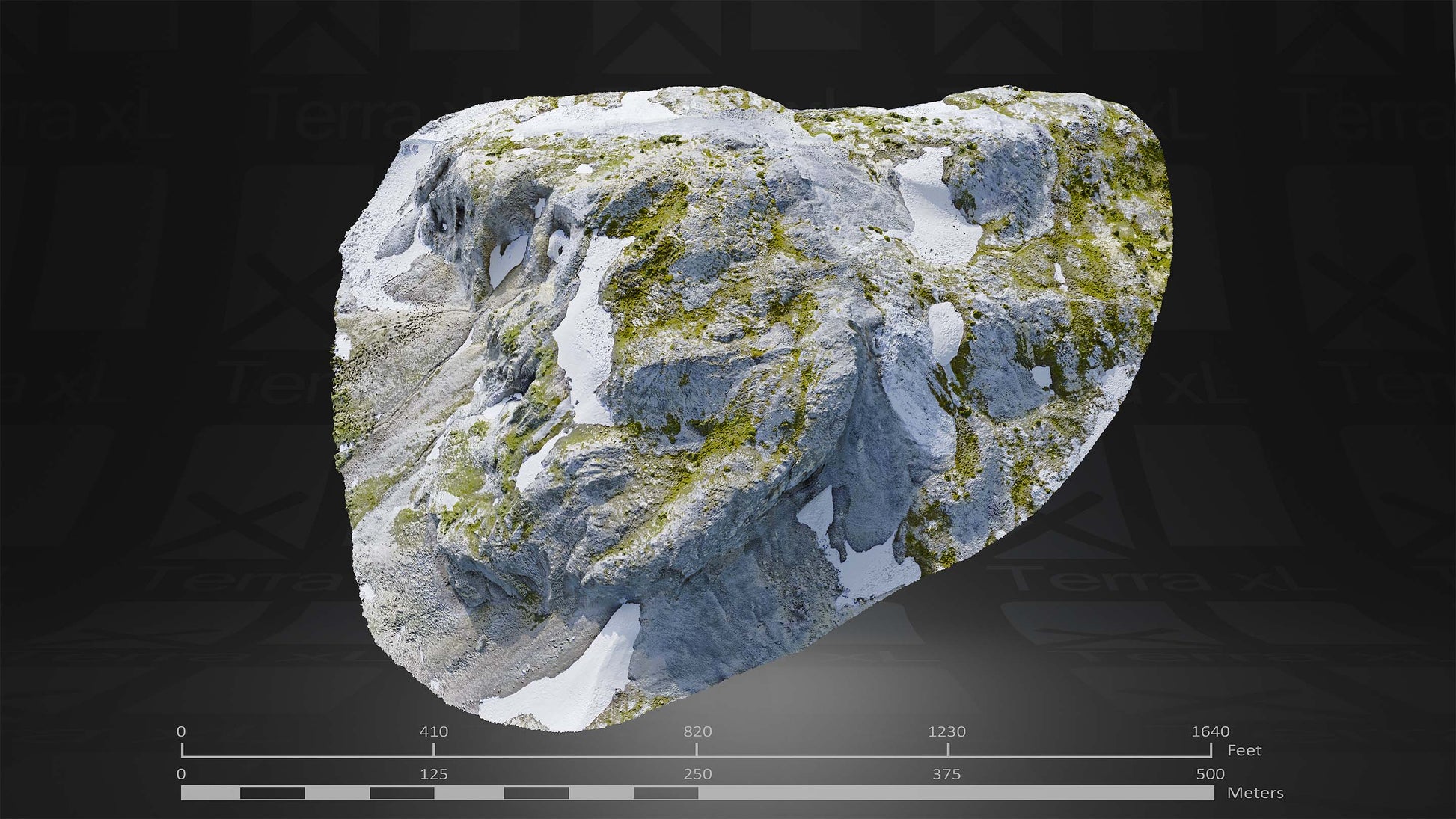 Bluffs 1 L 3D render of photogrammetry scan mountain terrain model