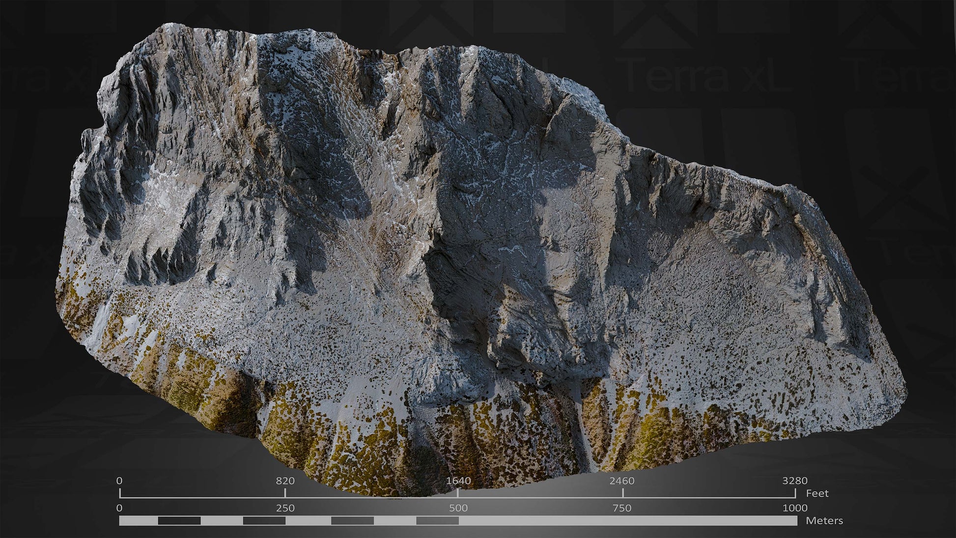 Half Mountain 2 XXL 3D render of photogrammetry scan mountain terrain model