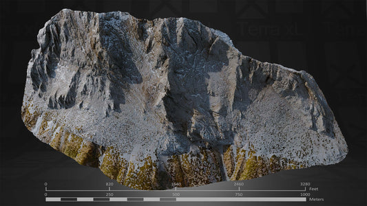 Half Mountain 2 XXL 3D render of photogrammetry scan mountain terrain model