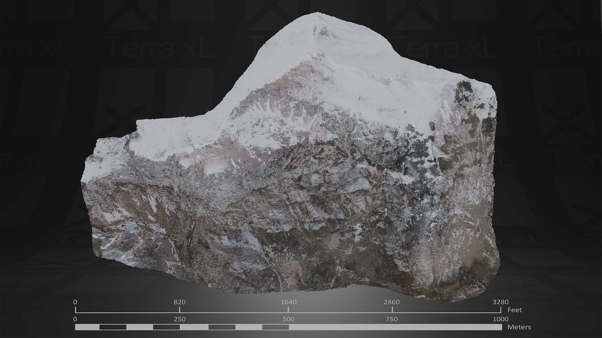 Ridgeline 4 XXL 3D render of photogrammetry scan mountain terrain model