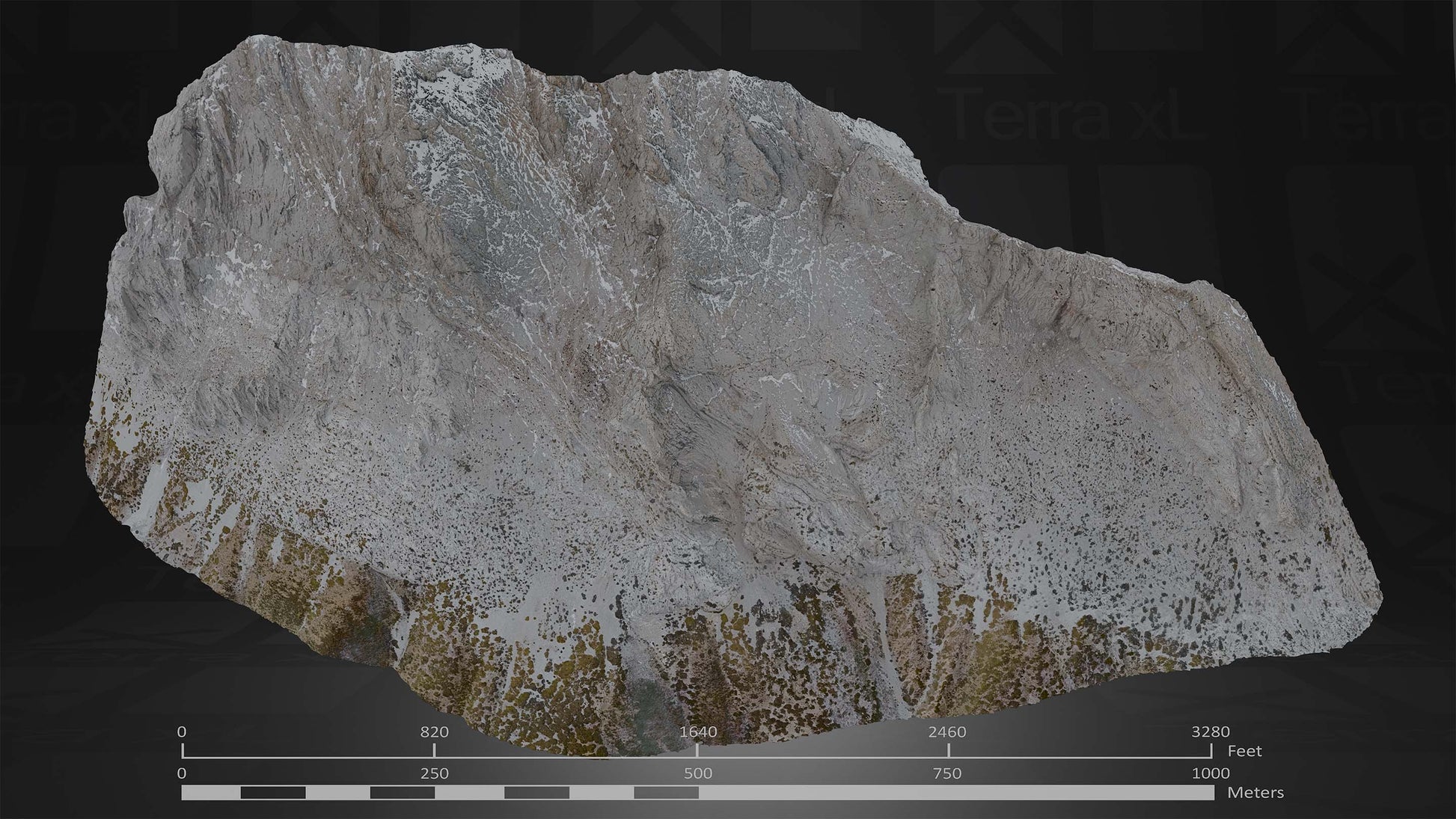Half Mountain 2 XXL 3D render of photogrammetry scan mountain terrain model