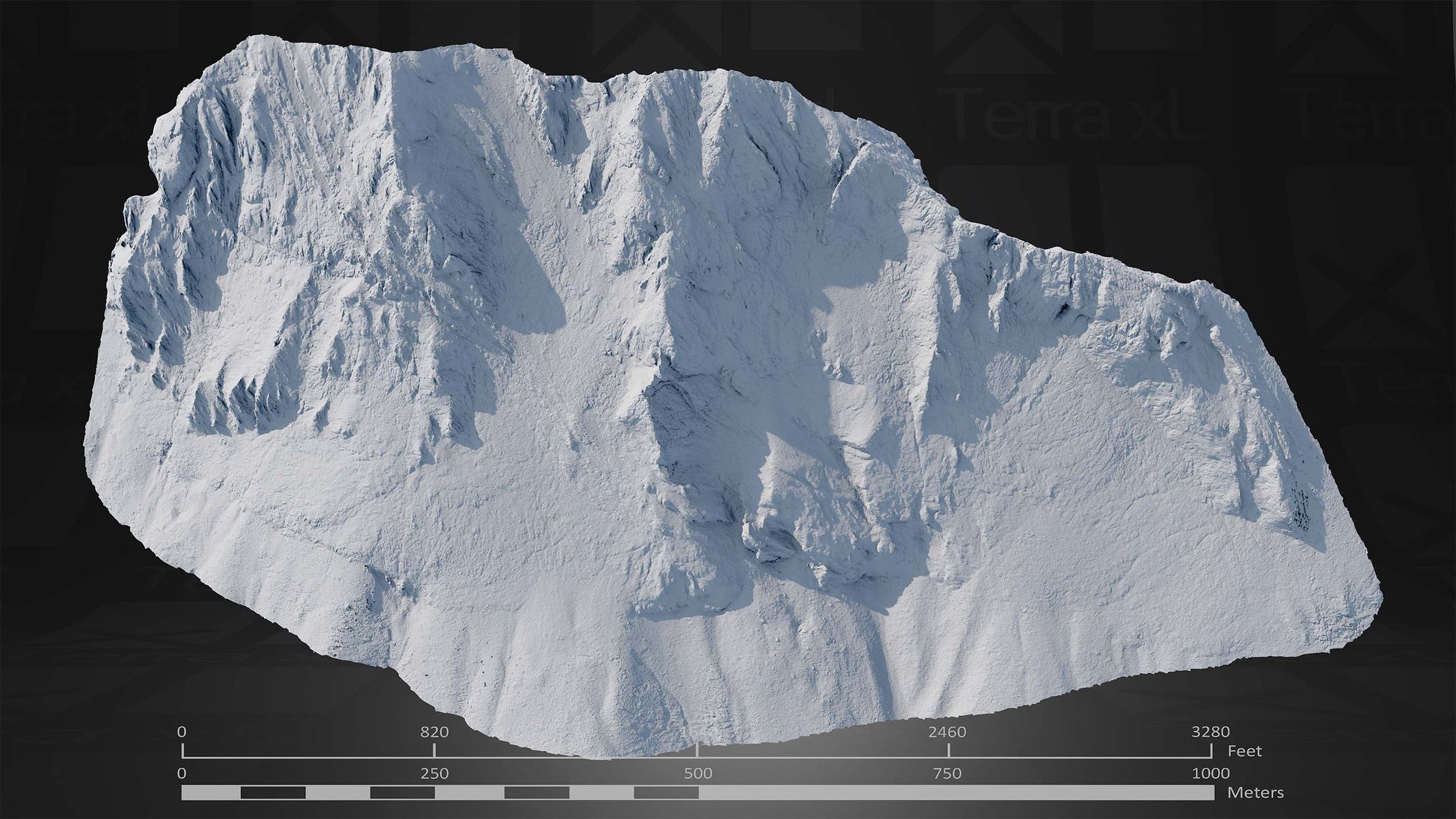 Half Mountain 2 XXL 3D render of photogrammetry scan mountain terrain model