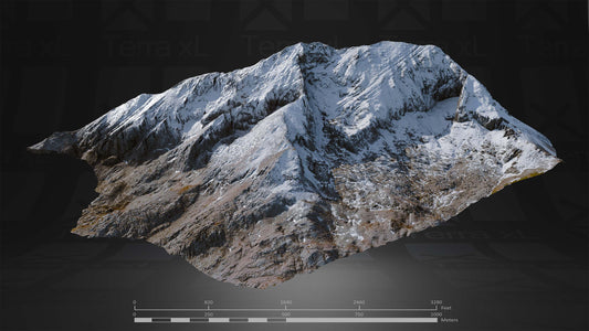 Half Mountain 3 XXL 3D render of photogrammetry scan mountain terrain model
