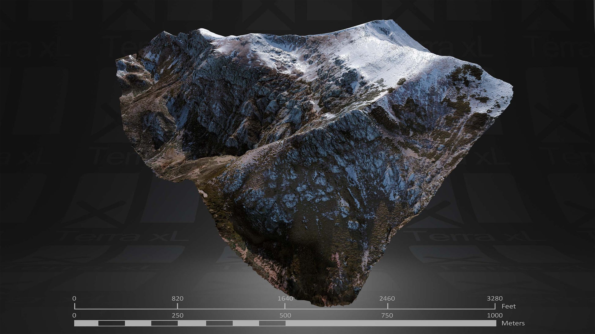 Ridgeline 4 XXL 3D render of photogrammetry scan mountain terrain model