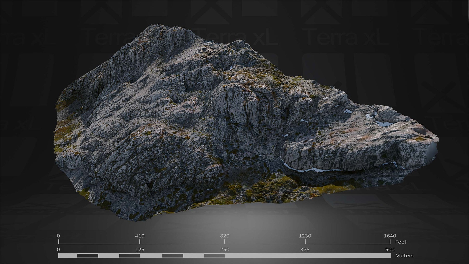 Outcrop 3 L 3D render of photogrammetry scan mountain terrain model