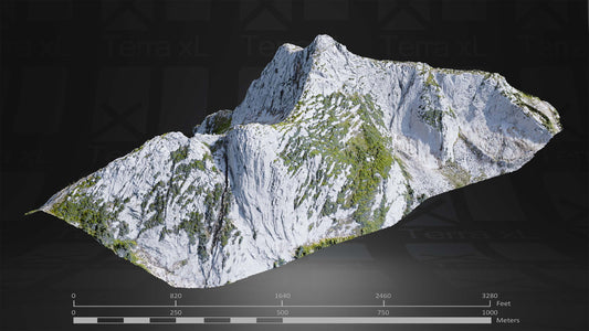 Mountain 3 XL 3D render of photogrammetry scan mountain terrain model