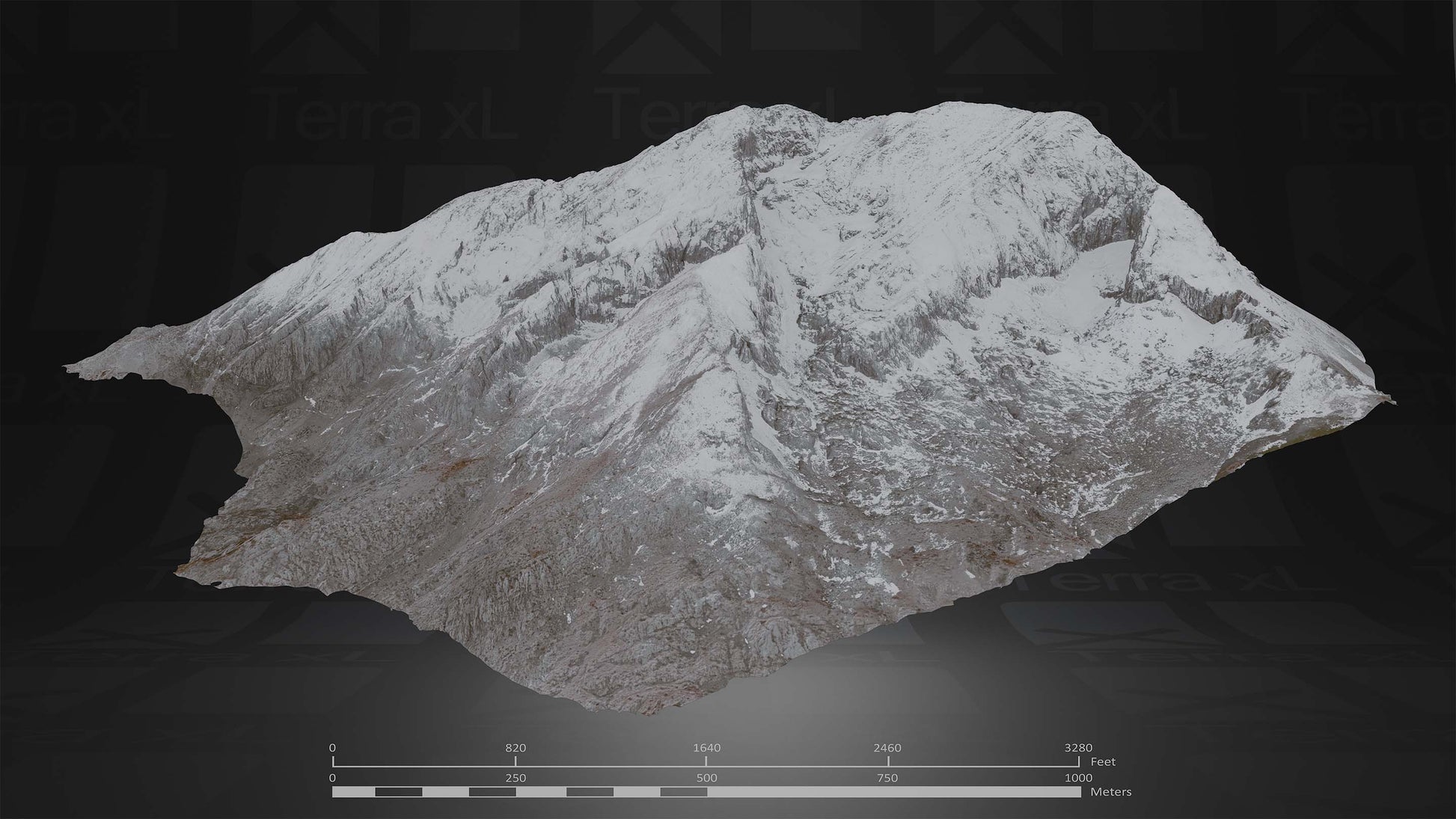 Half Mountain 3 XXL 3D render of photogrammetry scan mountain terrain model