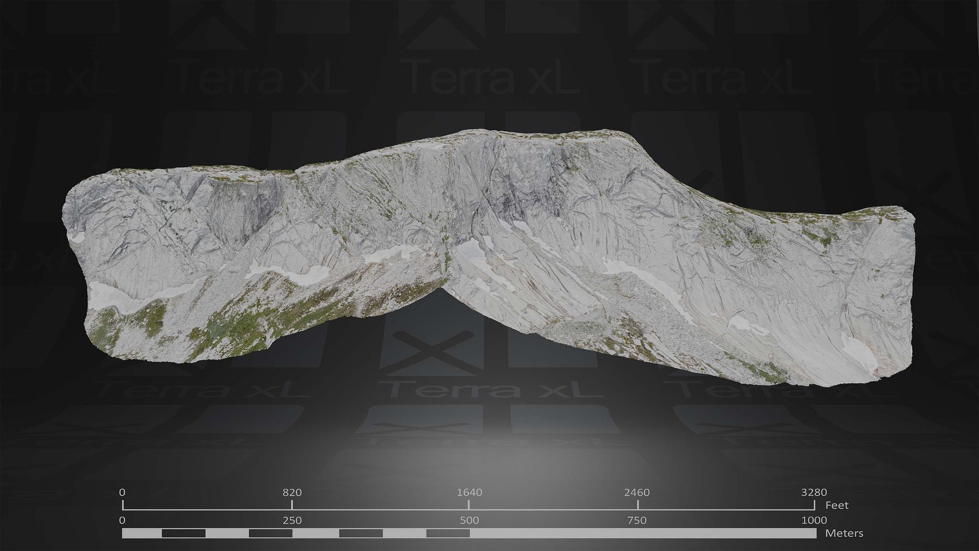 Ridgeline 2 XL 3D render of photogrammetry scan mountain terrain model