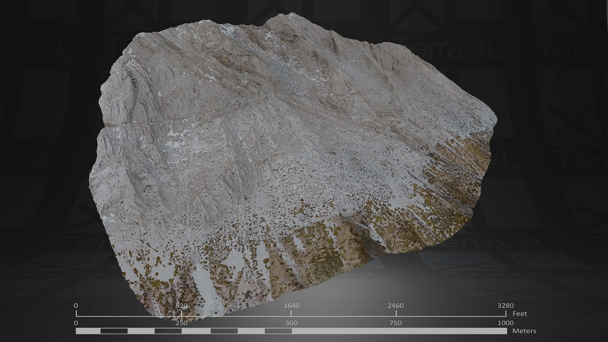 Half Mountain 2 XXL 3D render of photogrammetry scan mountain terrain model