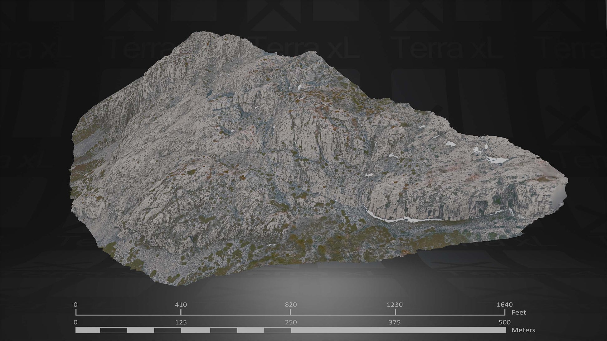 Outcrop 3 L 3D render of photogrammetry scan mountain terrain model