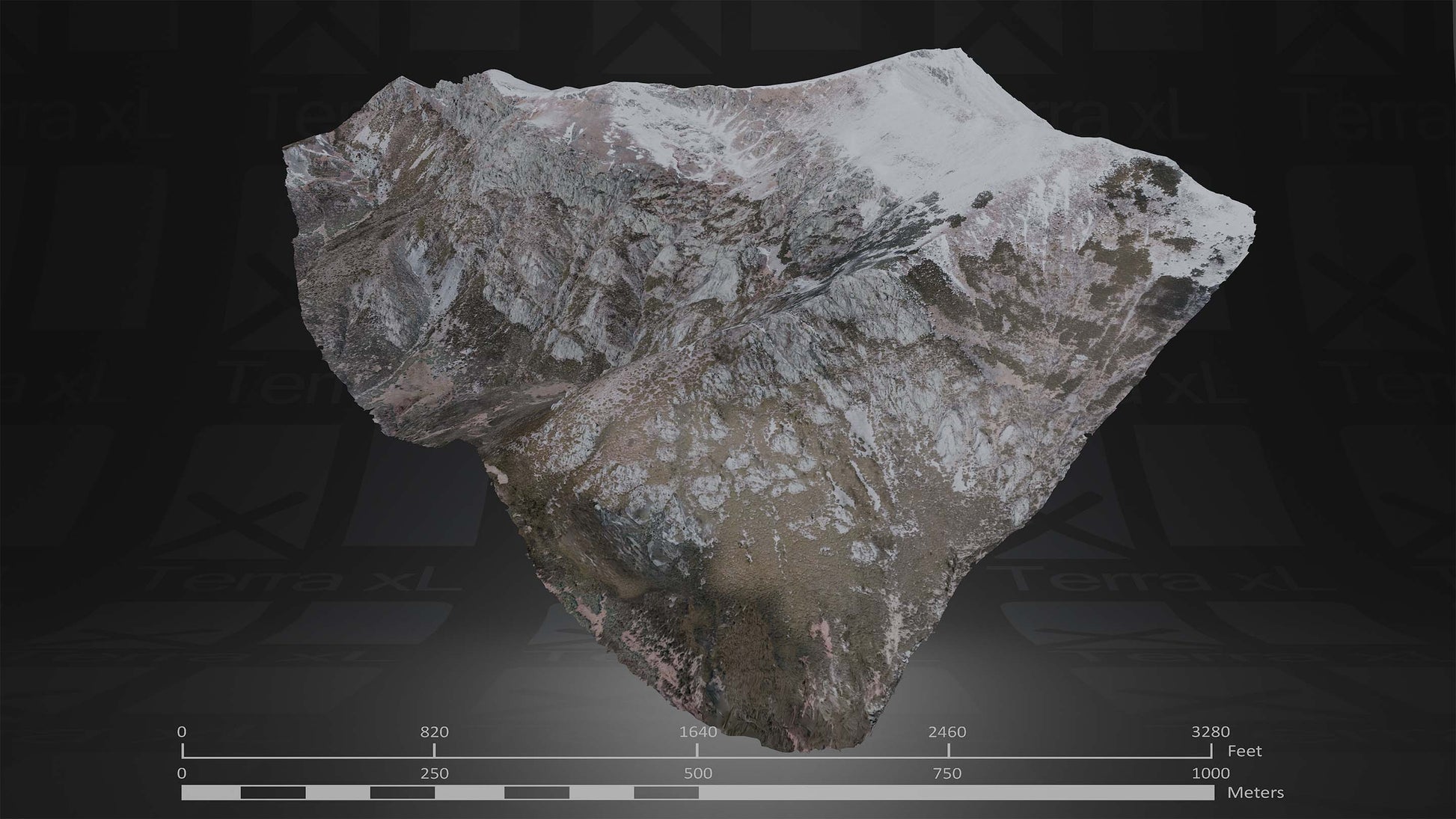 Ridgeline 4 XXL 3D render of photogrammetry scan mountain terrain model