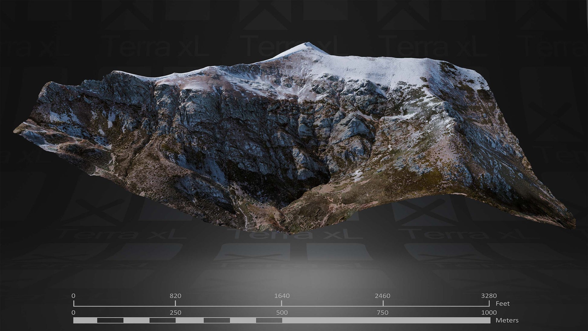 Ridgeline 4 XXL 3D render of photogrammetry scan mountain terrain model